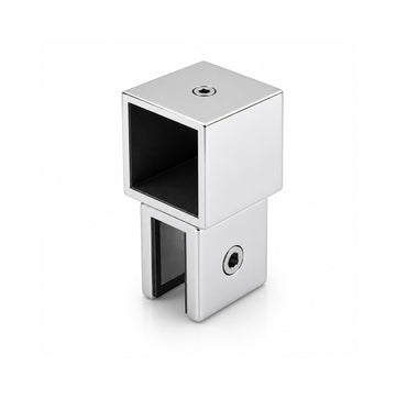 Pipe to glass (blind) 25mm square pipe connector