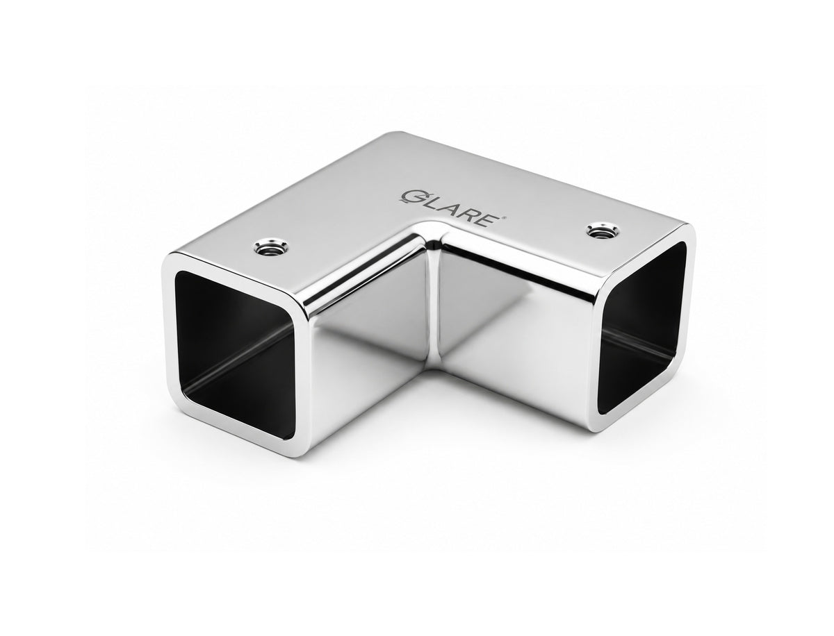 Two way 90 degree 25mm square pipe connector