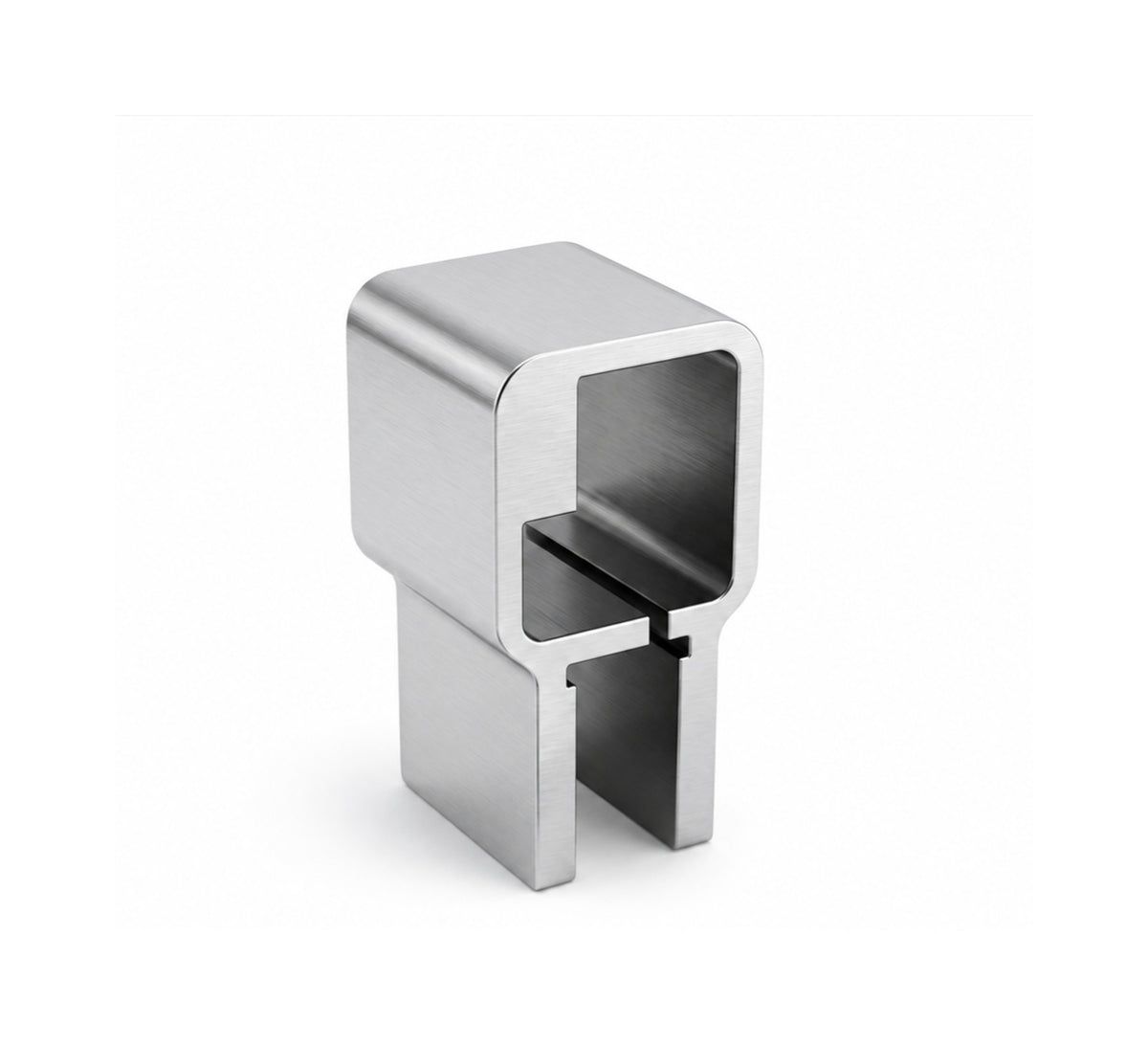Pipe to glass 25mm square pipe connector