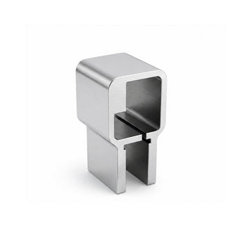 Pipe to glass 25mm square pipe connector