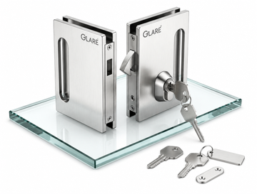 Heavy sliding glass to glass lock with key