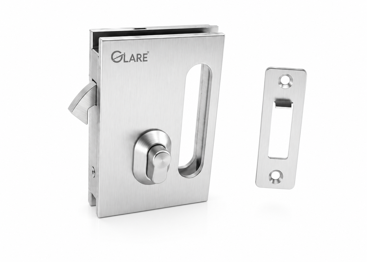 Sliding wall to glass only knob glass door lock