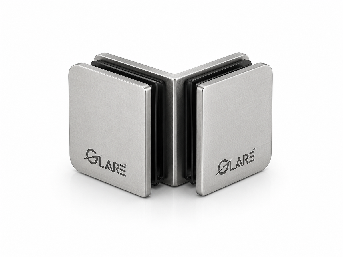 Glass connector glass to glass 90 degree